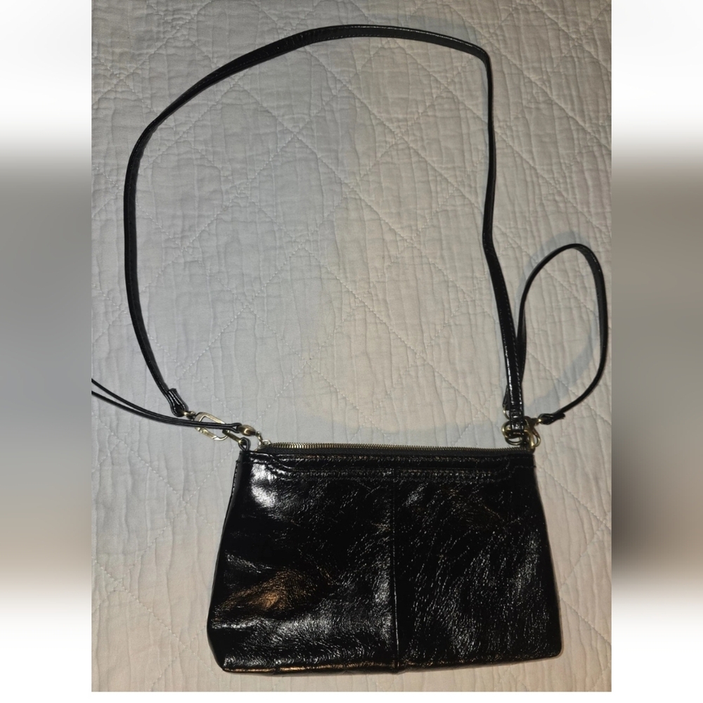 HOBO Black Patent Crossbody Wristlet